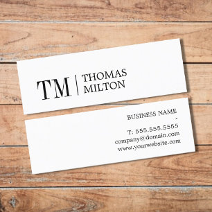 Modern Elegant ZwartWit Vet Monogram Consultant Mini Visitekaartje