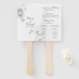 Modern Eleganta White Orchids Trouwprogramma Handwaaier