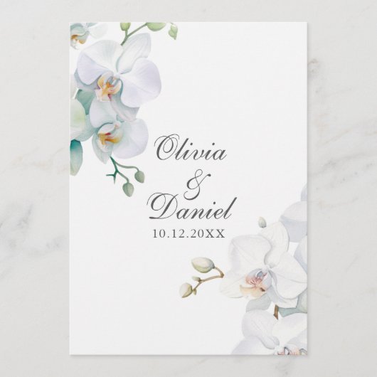 Modern Eleganta White Orchids Trouwprogramma Programmakaart (Voorkant)