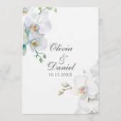 Modern Eleganta Witte Orchideeën Huwelijksprogramm Programmakaart (Voorkant)