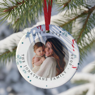 Modern Elegante Foto Prettig Kerstfeest Keramisch Ornament