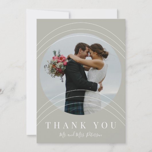 Modern elegante fotobruiloft bedankkaart (Voorkant)