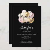 Modern, elegante Luftballon Einladung Kaart (Voorkant / Achterkant)