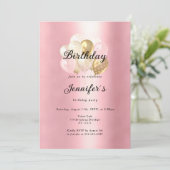 Modern, elegante Luftballon Gold Rosa Einladung Kaart (Staand voorkant)