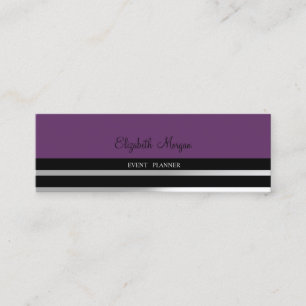 Modern elegante professional, Violet, striped Mini Visitekaartje