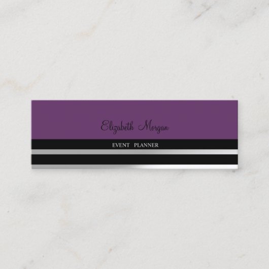 Modern elegante professional, Violet, striped Mini Visitekaartje (Voorkant)