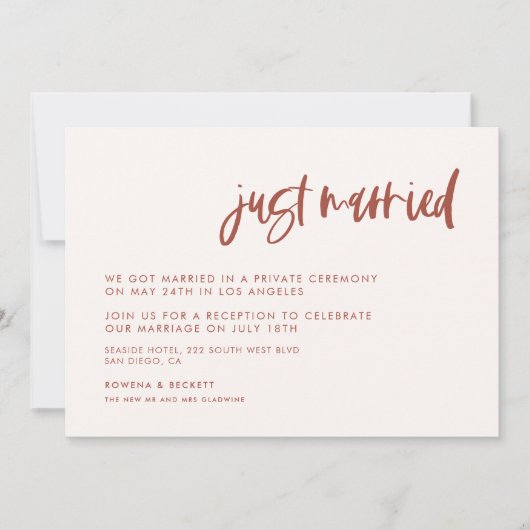 Modern elegante sneeuwroze Pas getrouwd Kaart (Voorkant)