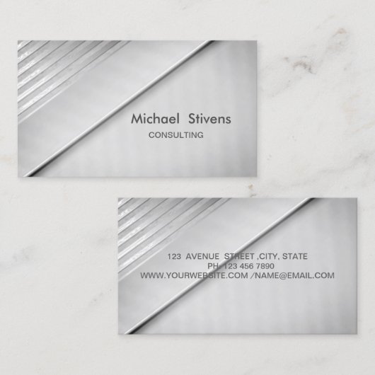 Modern elegante stijlvolle professional, zilver visitekaartje (Voorkant / Achterkant)