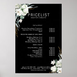 Modern, elegante witte bloemen , prijstlijst poster