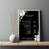 Modern, elegante witte bloemen , prijstlijst poster