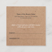 Modern ElegantPrinted Kraft Beauty Referral-Kaart Aanbevelingskaartje (Achterkant)
