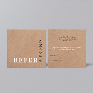 Modern ElegantPrinted Kraft Beauty Referral-Kaart Aanbevelingskaartje