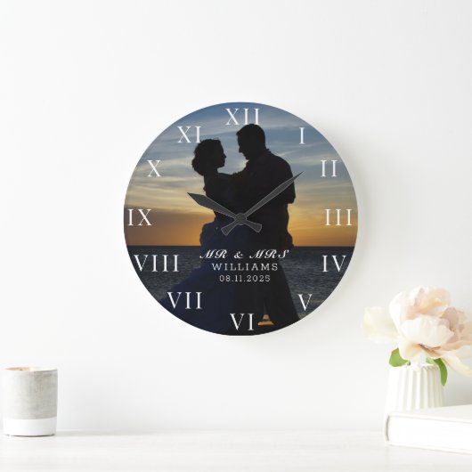 Modern Elegeant Foto Nieuw Getrouwd Huwelijk Grote Klok (Huis)