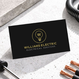 Modern Elektricien Logo Monogram Zwart Visitekaartje