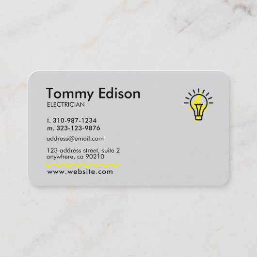 Modern elektricien minimalistisch grijs Visitekaar Visitekaartje (Achterkant)