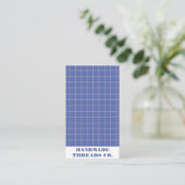 Modern elektrisch blauw geruit patroon QR-code Visitekaartje (Staand voorkant)
