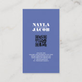 Modern elektrisch blauw geruit patroon QR-code Visitekaartje (Achterkant)