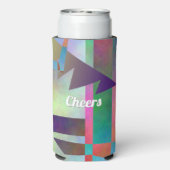 Modern Elemental Pattern Happy Birthday Seltzer Blikjeskoeler (Seltzer Achterkant)