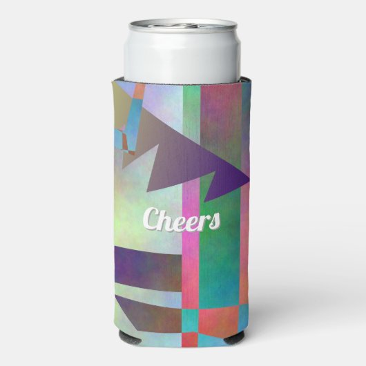 Modern Elemental Pattern Happy Birthday Seltzer Blikjeskoeler (Seltzer Achterkant)