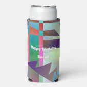 Modern Elemental Pattern Happy Birthday Seltzer Blikjeskoeler (Seltzer Voorkant)