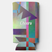 Modern Elemental Pattern Happy Birthday Seltzer Blikjeskoeler (Achterkant)