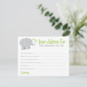Modern Elephant Baby shower Green en Grey Advieskaart (Staand voorkant)