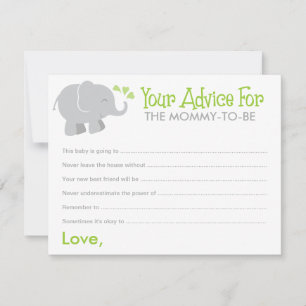 Modern Elephant Baby shower Green en Grey Advieskaart