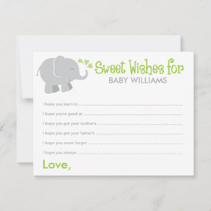 Modern Elephant Baby shower Green en Grey Advieskaart