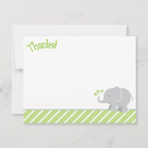 Modern Elephant Baby shower Green en Grey Bedankkaart