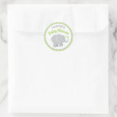 Modern Elephant Baby shower Green en Grey Ronde Sticker (Tas)