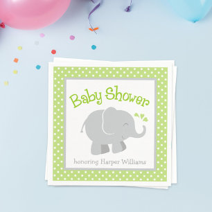 Modern Elephant Baby shower Green en Grey Servetten