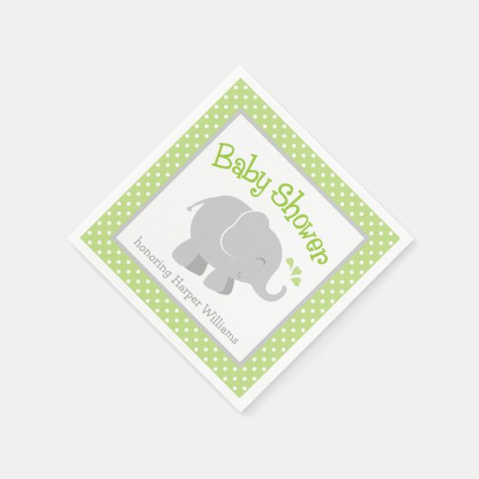 Modern Elephant Baby shower Green en Grey Servetten (Hoek)