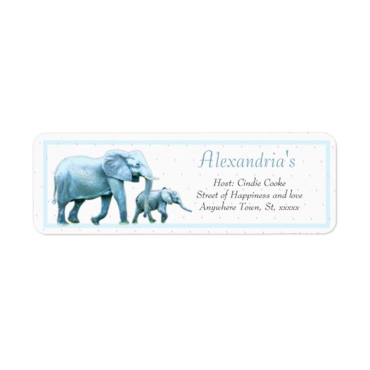 Modern Elephant Baby shower Invitation Etiket (Voorkant)