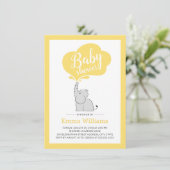 Modern Elephant Baby shower Invitation | Geel Kaart (Staand voorkant)