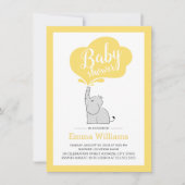 Modern Elephant Baby shower Invitation | Geel Kaart (Voorkant)