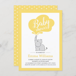 Modern Elephant Baby shower Invitation Geel Kaart