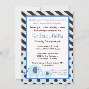 Modern Elephant Baby shower Invitation Kaart
