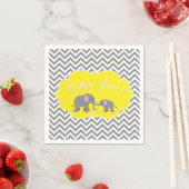Modern Elephant Chevron Geel Grijs Baby shower Servetten (Insitu)