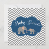 Modern Elephant Chevron Navy blauw grijs Baby show Kaart (Voorkant)