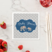 Modern Elephant Chevron Navy blauw grijs Baby show Servet (Insitu)