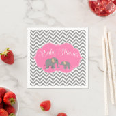 Modern Elephant Chevron Roze Grijs Baby shower Servet (Insitu)