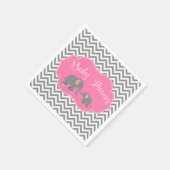 Modern Elephant Chevron Roze Grijs Baby shower Servet (Hoek)