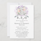 Modern Elephant Floral Baby-Q BBQ Baby shower Kaart (Voorkant)