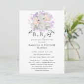 Modern Elephant Floral Baby-Q BBQ Baby shower Kaart (Staand voorkant)
