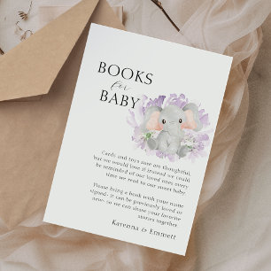 Modern Elephant Floral Baby shower Boeken voor Bab Informatiekaartje