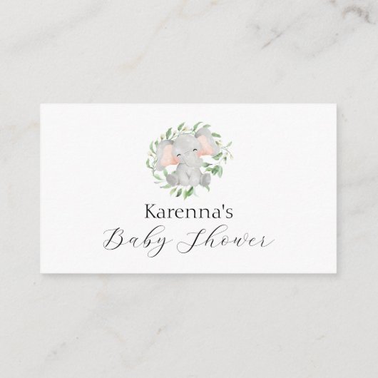 Modern Elephant Greenery Baby Display Shower Informatiekaartje (Achterkant)