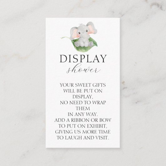 Modern Elephant Greenery Baby Display Shower Informatiekaartje (Voorkant)
