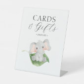 Modern Elephant Greenery Baby shower Kaarten en ge Reclamebord Met Voetstuk (Voorkant)