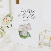 Modern Elephant Greenery Baby shower Kaarten en ge Reclamebord Met Voetstuk