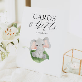 Modern Elephant Greenery Baby shower Kaarten en ge Reclamebord Met Voetstuk